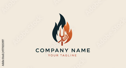 Fiery Grill Logo Design for Restaurant or Barbecue Business.