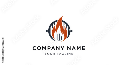 Fiery barbecue grill logo concept for a food business.
