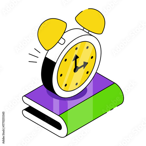 An isometric design icon of study time
