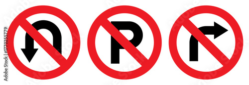 No u turn sign no parking sign no right turn sign road signs traffic signs prohibition