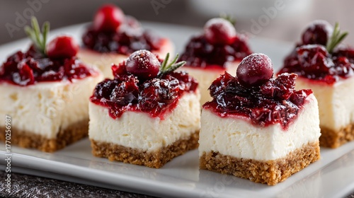 Wallpaper Mural A cranberry cheesecake mini portions, geometric arrangement Torontodigital.ca