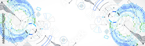 Abstract background. Scientific and technological concept with the use of technical elements formed in the shape of a circle. Vector