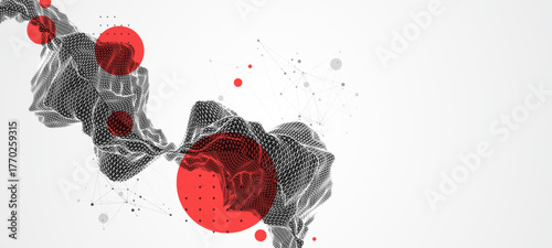 Abstract wireframe art background. Modern science or technology art. Surface illustration. Vector.