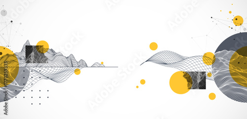 Modern science and technology background. Abstract wireframe art. Vector.
