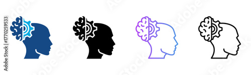 Psychology Icon Multiple Style Vector Illustration
