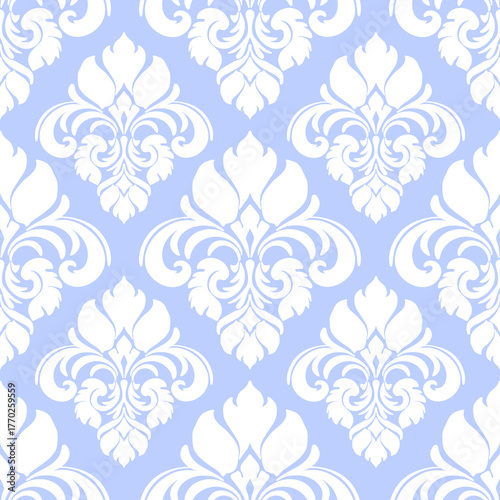 Damask seamless pattern, Classical luxury fashioned damask ornament, for wallpapers, textile, wrapping. Flat vector illustration design isolated on white background.