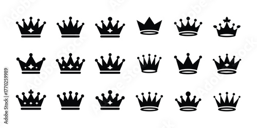 Crowns Vector Illustration Set Regal Headwear Collection Design Elements