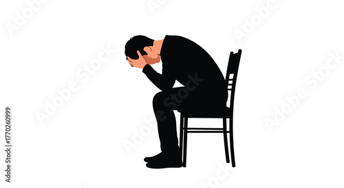 A person sits dejectedly with their head in their hands, possibly experiencing stress or sadness, a visual representation of emotional distress.