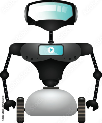 3d rendering small robot for household chores help with household white plastic toy
