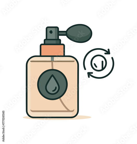 refillable perfume bottle sustainable beauty and waste free lifestyle flat vector illustration style isolated on white background