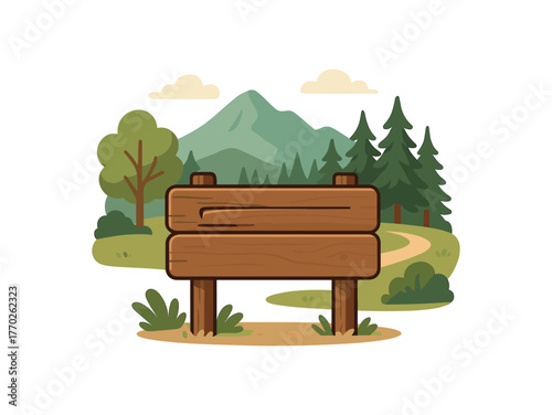 national park sign nature tourism and outdoor discovery flat vector illustration style isolated on white background