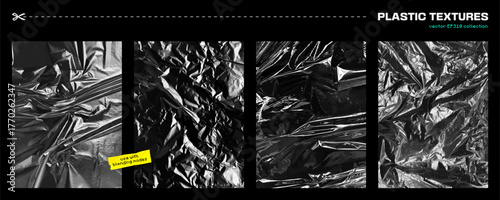 Plastic Bag Crumpled Textures Set Vector EPS10 Collection