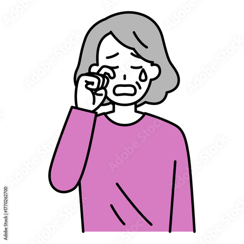 泣く年配の女性