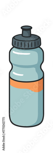 stylized illustration sports water bottle with cap flat vector style white background isolated
