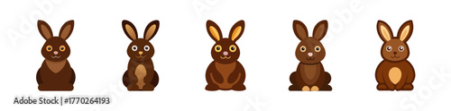 Collection of five adorable chocolate easter bunny treats