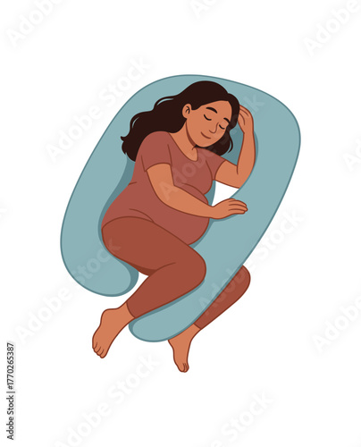 maternity pillow cozy sleep and prenatal comfort flat vector illustration style isolated on white background