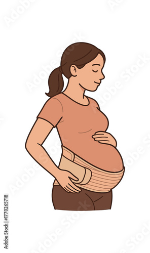 maternity support belt daily comfort and prenatal care flat vector illustration style isolated on white background