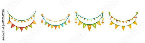 Festive eid garland decorations with colorful tassels and ornate details