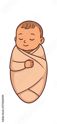 baby swaddling technique newborn comfort and peaceful sleep flat vector illustration style isolated on white background