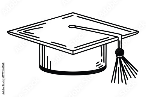 Graduation Cap Line Art Illustration