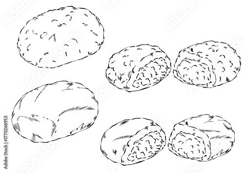 ぼた餅4種　鉛筆