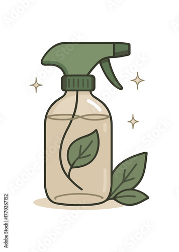 refillable cleaning spray eco friendly home care and zero contain lifestyle flat vector illustration style isolated on white background