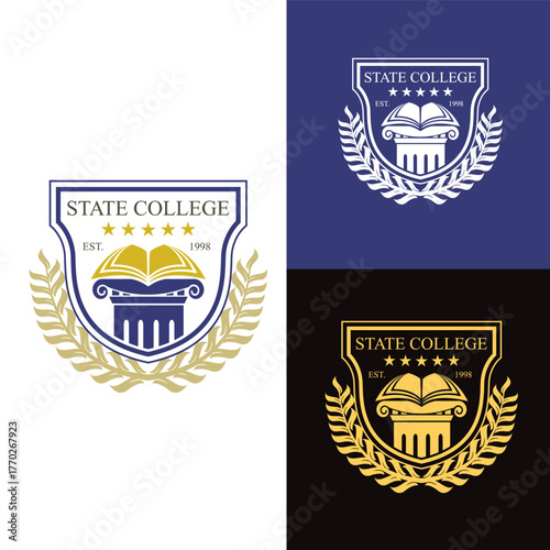University college school badge logo design vector image. Education badge logo design. University high school emblem