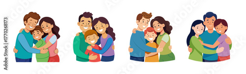 Joyful family hugging together capturing love and unity