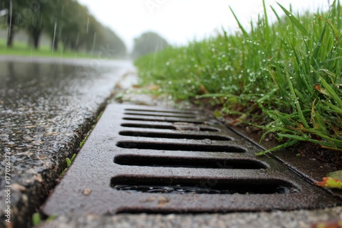 Slot Drain Cover for Storm Water Drainage with Flat Metal Grate for Excess Water Runoff