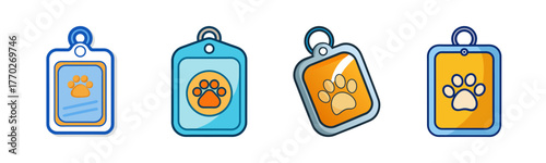Cute pet id tags with animal designs and keyring attachments
