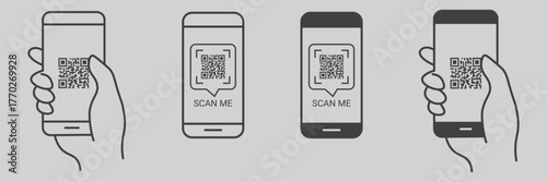 QR Code & Barcode Scanner Icon Set – Mobile & Digital Payment Vector