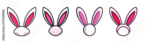 Cute rabbit ears headband set isolated simple art