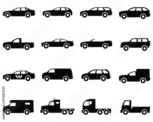 Car & Accident Icon Collection — Editable Vector Line Icons of Vehicles, Accidents, and Automotive Symbols