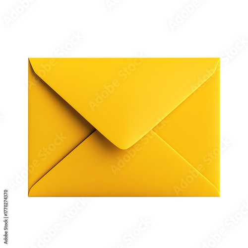 Bright yellow envelope isolated on transparent background