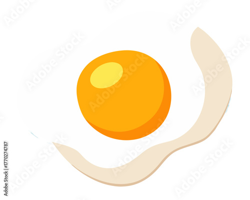 a fried egg with a bright orange-yellow yolk in the center surrounded by white egg whites, no background vector file.