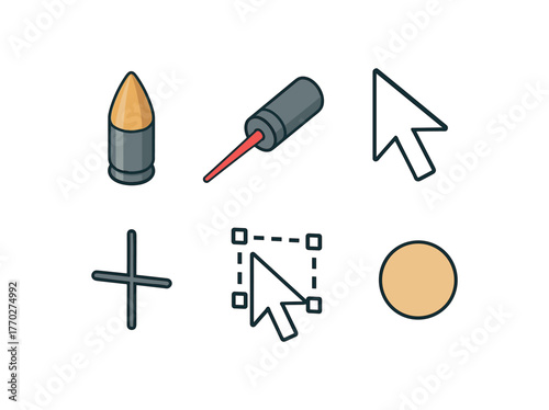 isometric icon items isolated on white background point bullet tip point laser emitter point data cursor point alignment guide point selection tool point magnitude dot