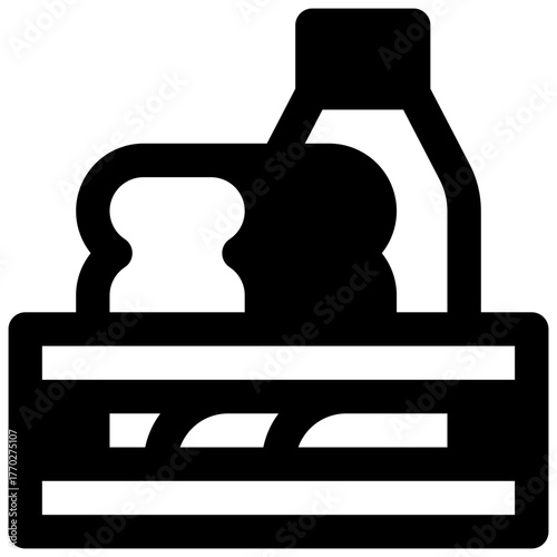 Food bank. Outlined stroke vector icon with black-filled details.