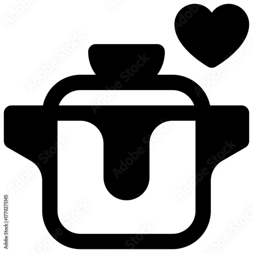 Soup kitchen. Outlined stroke vector icon with black-filled details.