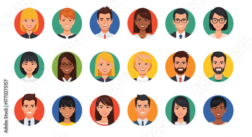 Diverse professional avatars showcase a modern, inclusive team ready to collaborate and achieve business goals with bright, approachable faces