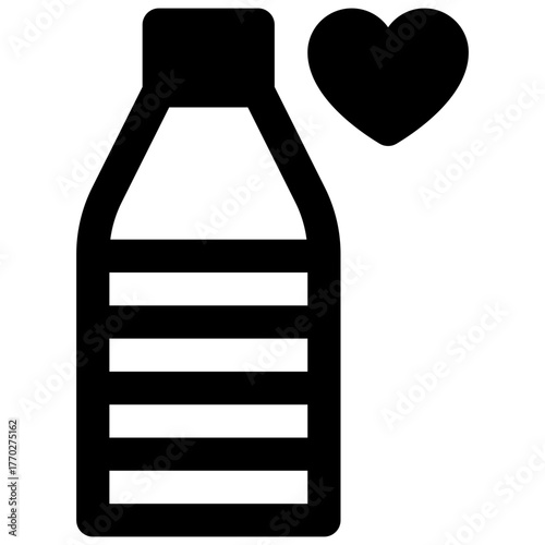 Water bottle. Outlined stroke vector icon with black-filled details.