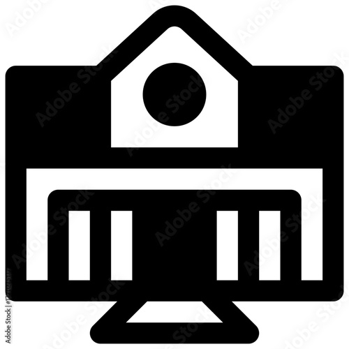 School. Outlined stroke vector icon with black-filled details.