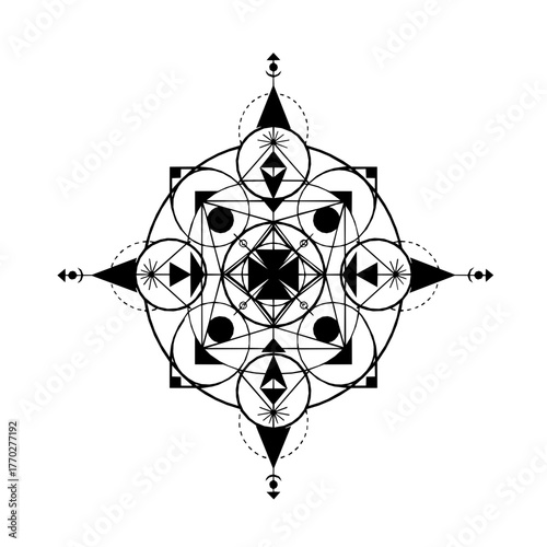 Geometric mandala, spiritual and meditative symbol
