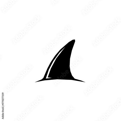 Shark fin silhouette, a marine predator symbol