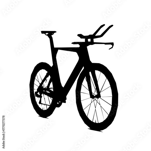 Sleek triathlon bicycle silhouette, aerodynamic and fast