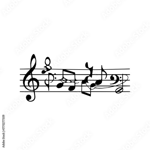 Musical notes on the stave for music concept