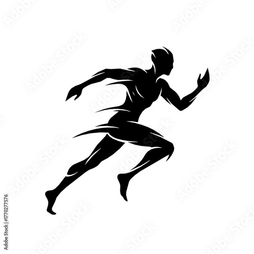 Silhouette of a muscular runner sprinting