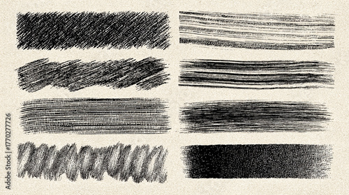 Pencil strokes in a variety of textures and techniques