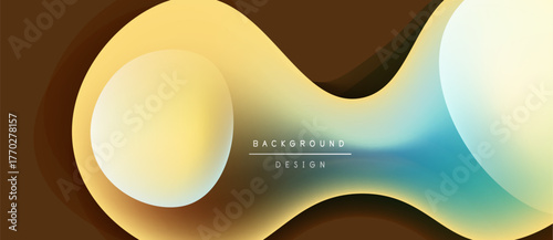 Abstract fluid shapes, warm colors blend into cool tones. Gradient design creates dynamic visual flow, modern aesthetic.