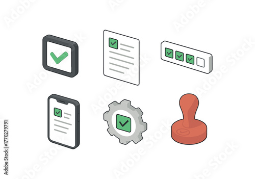 isometric icon items isolated on white background checklist tick box icon checklist item template checklist progress bar checklist companion app checklist auto fill macro checklist review