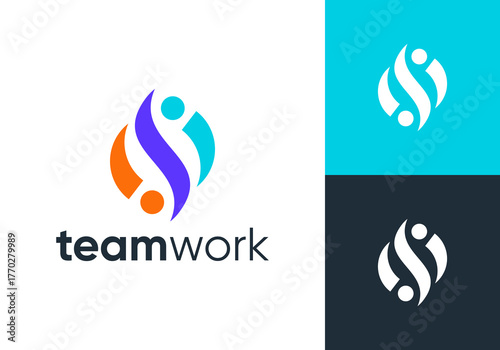partner job logo design. simple creative work people icon vector concept	
